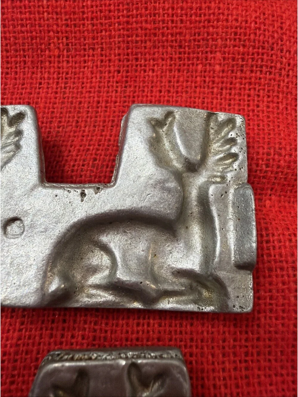 Antique Pewter Candy Mold 3 Reindeer Stag Deer Chocolate 3D Christmas Two piece